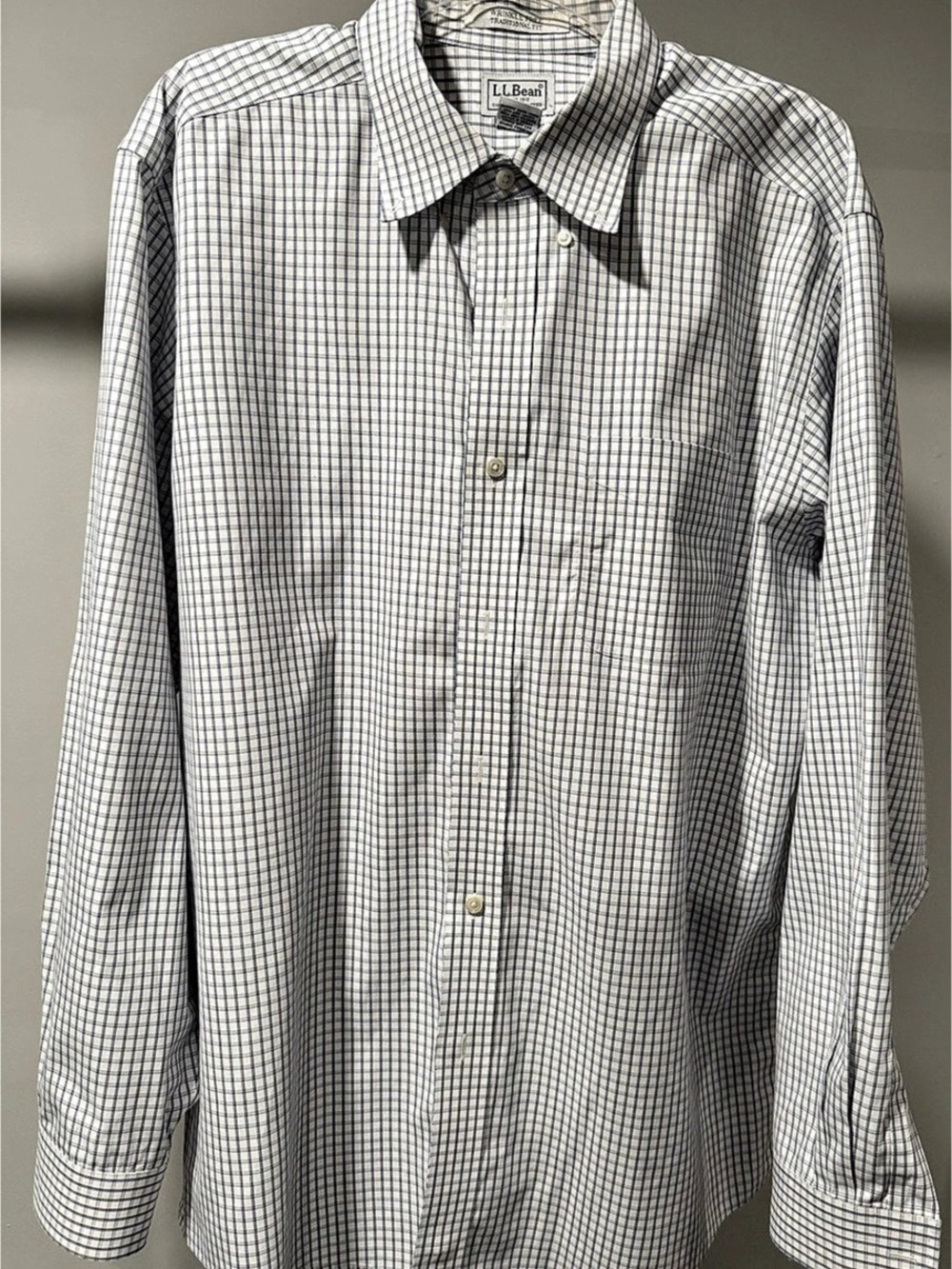 L.L.Bean Wrinkle Free Traditional Fit Plaid Shirt Men's Cotton Checkered Button